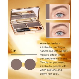 Eyebrow Powder Kit-2 Colors Eye Brow Tinting Powder Palette Long-Lasting Waterproof, Light Dark Grey Brown Brow Filler Product, Mother's Day Makeup Gift for Women Girl, with Mirror Brow Brush-Set 01
