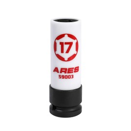 ARES 59003-17mm 1/2-Inch Drive Non-Marring Lug Nut Socket - Protective Sleeve Prevents Damage to Custom Rims & Lug Nuts - Color Coded & Laser Etched for Easy Identification
