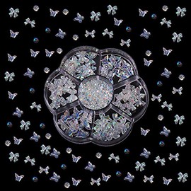 3D Shiny Art Butterfly Nail Charmsï¼ Pearls Rhinestones Decorations Supplies,Nail Charms for Valentine's Day Nail Art DIY Jewelry Crafts Accessories