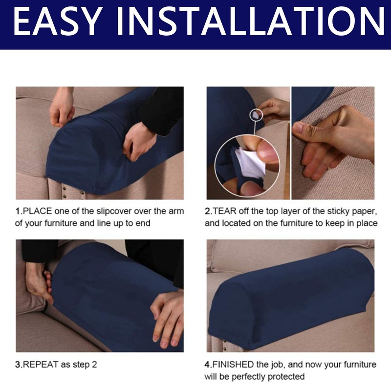 GAMUKAI 2 Pack Velvet Stretch Armrest Covers - Non Slip