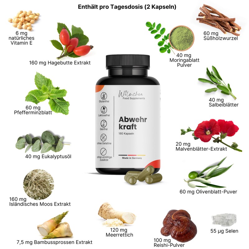 Abwehrkraft Capsules - Complex of 14 Active Ingredients for the