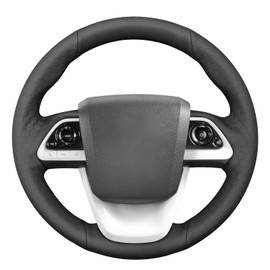 MEWANT Steering Wheel Cover for Toyota Prius 4 / Prius Prime/Mirai Hand-Stitched Leather Car Steering Wrap