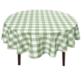Hiasan Checkered Round Tablecloth 30 Inch - Waterproof Stain and Wrinkle Resistant Washable Fabric Table Cloth for Dining Room Party Outdoor Picnic,Sage Green and White