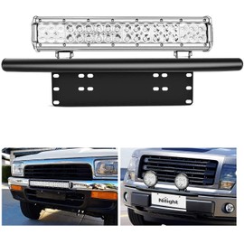 Nilight - 90021B Light Bar Mounting Bracket Front License Plate Frame Bracket Holder for Off-Road Lights LED Work Lamps , 2 Years Warranty