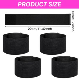 4 PCS Captain Armbands, Black Armbands Elastic Arm Band Adjustable Leader Armband Team Sport Armband Soccer Armband Memorial Armband Funeral Mourning Band for Basketball Volleyball Team