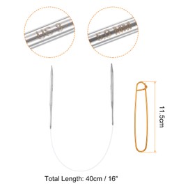 HARFINGTON Circular Knitting Needles 16" Stainless Steel US 8/5.0mm Knitting Needles 4.13" with Knitting Stitch Holder for Fast Knitting Tip to Tip Sweater Scarves Necklaces