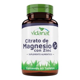Citrato De Magnesio Con Zinc 60 Tabletas Vidanat Sin Sabor