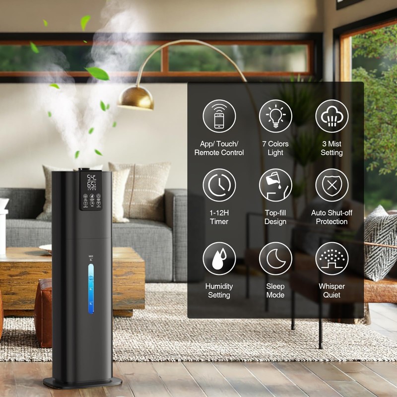 Honovos Smart Humidifiers Large Room Bedroom Home, 2.11Gal(8L) Quiet Top