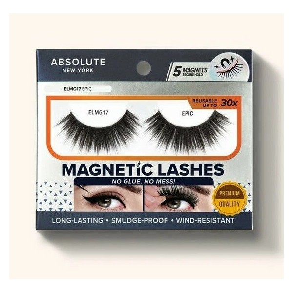 ABSOLUTE NY REUSABLE LONG LASTING MAGNETIC LASHES #ELMG17 EPIC