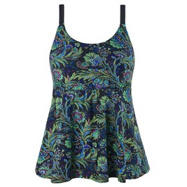 Firpearl - Bañador para mujer, talla grande, color negro, Verde Floral, US 16