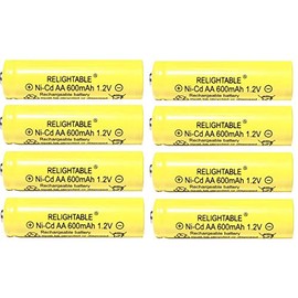 RELIGHTABLE Solar Light AA Ni-CD 600mAh 1.2V Rechargable Batteries (Pack of 8)