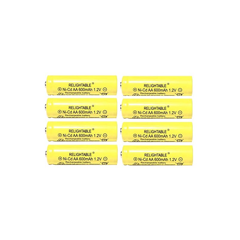 RELIGHTABLE Solar Light AA Ni-CD 600mAh 1.2V Rechargable Batteries (Pack
