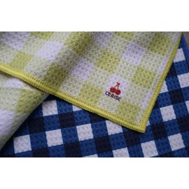 CERISE Lemon Kitchen Towels, Waffle Weave Microfiber, Blue and Yellow (Towels Pack of 3)