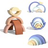 Asweets Wooden Stackable Rainbow Toy, 5 PCS Wooden Building Blocks