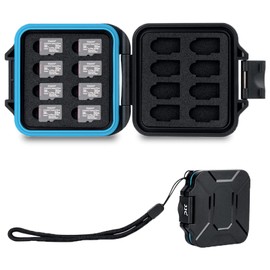 JJC 16 Slots MicroSD Card Case MSD Card Holder Storage for 16 Micro SD/MSD/TF Cards, Memory Card Box Organizer Water-Resistant, Anti-Shock, with Lanyard for Easy Carry