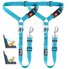 SlowTon 2 in 1 Dog Seatbelts for Cars, 2 Pack Pet Car Seat Belt Headrest Restraint with Seatbelt Clip Puppy Safety Adjustable Belt Connect with Dog Car Harness with Reflective Elastic for Car