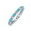 Bling Jewelry Aqua White Alternating Two Tone Eternity Band Ring