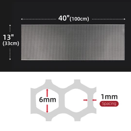 AggAuto Universal 40"x13" Car Grill Mesh - Aluminum Alloy Automotive Grille Insert Bumper Honeycomb Hole 6mm Spacing 1mm, One of the Most Multifunctional Shape Grids Silver