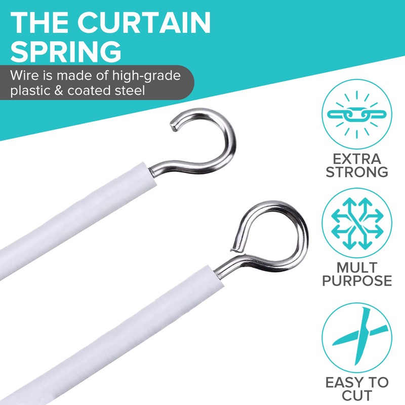 Net Curtain Wire 4m White Hanging Cord Cable set with