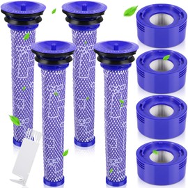 ROELLY Filter Set for Dyson V8/V7, Compatible with V7 V8 Animal Absolute Motorhead-4 Pre Filter, 4 Post Filters, 1 Brush, Efficient Filtration, Allergy Sufferers, Replacement Parts Accessories