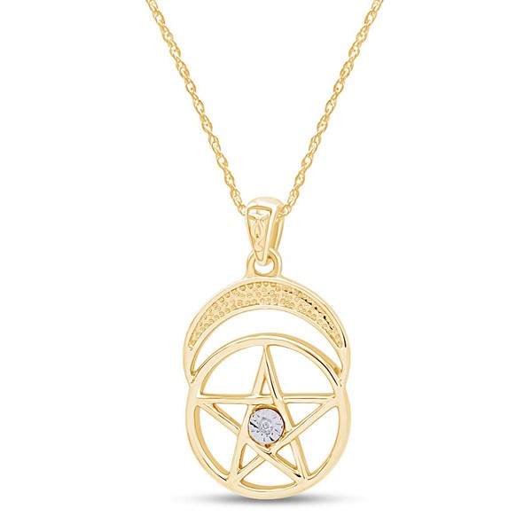 AFFY Pentacle Pentagram Moon Pendant Necklace in 14k Gold Over