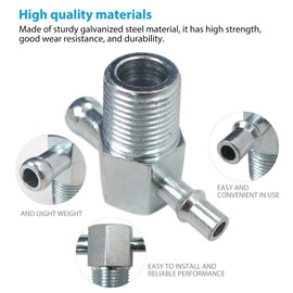 HaeKap Upgraded Intake Manifold Vacuum T Fitting 3/8" NPT Thread to 1/4" 3/8" Nipple, Chrome Aluminum #4531