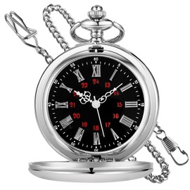 Tiong Smooth Vintage Steel Quartz Pocket Watch Classic Pocket Watch with Chain for Men Women for Birthday Christmas, Style 6, Classic