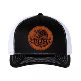 Richardson Trucker Hat Baseball Cap Mexican Hat Colima Mexico Eagle Leather Patch Hat