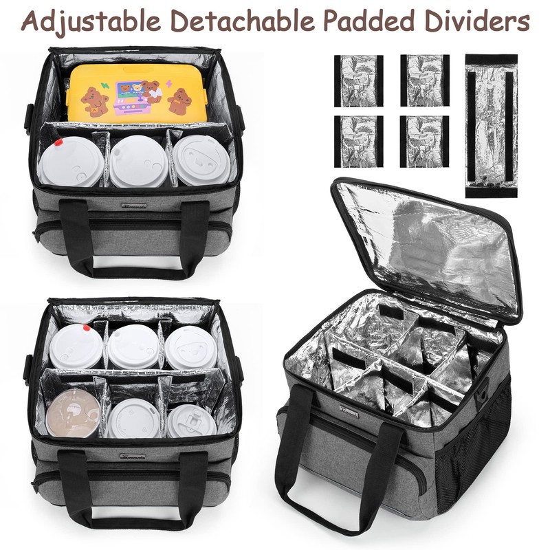 Trunab Reusable 6 Cups Drink Carrier for Delivery with Adjustable