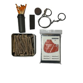 eGreen Emergency Fire Starter Stormproof Matches Waterproof Case Wax Infused Natural Jute Cord Fire for Hurricane Storm Outage Hiking Bushcraft (Matches + 30 Ropes + Saw + Blanket)