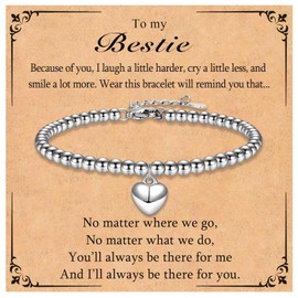 KORAS Friendship Bracelet Gifts for Women, Bestie Bracelet Heart Charm Bracelet Gifts for Girls, Jewellery Presents for Besties Friends on Birthday Christmas Graduation