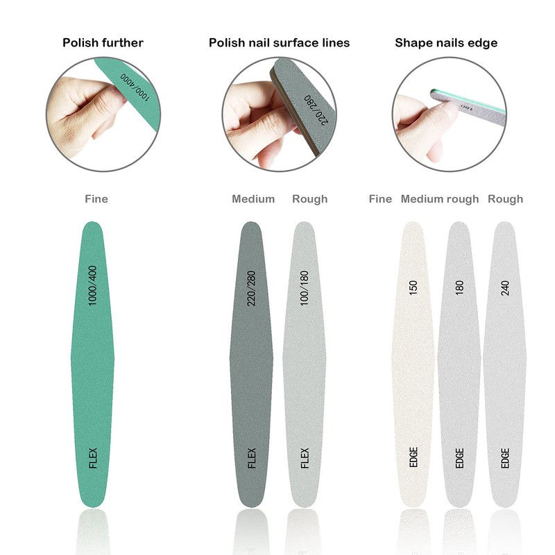 Nail Files 8 Pcs Professional Nail File and Buffer Block