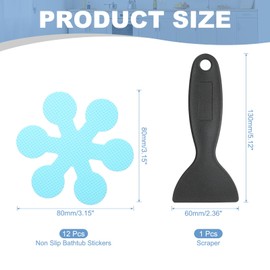 PATIKIL 12 Pcs Non Slip Bathtub Stickers, Anti Slip Shower Stickers with Scraper Bathroom Shower Floor Decals Snowflake Shape Cute Treads Tubs, Blue