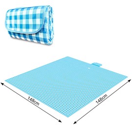 ZHUYNXIR Extra Large Picnic, Waterproof Blanket, Gingham Picnic Mat for Beach, Camping Grass Picnic Blankets. (Blue 58x58 inch)