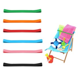 Jindizi Towel Bands for Beach Chair, 6 Pcs Beach Towel Clips, 6 Colors Windproof Beach Towel Clip Bands, Stretchable and Colorful Beach Chair Bands for Cruise Chairs, Beach, Pool