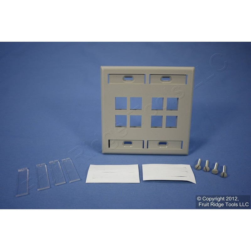 Leviton 42080-8GP 8-Port Dual Gang QuickPort Wallplate with ID Windows,