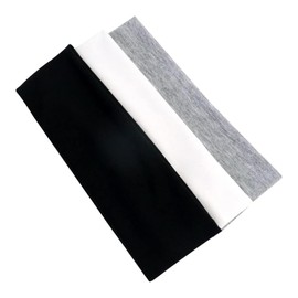 Pack of 3 Women's Thin Hair Bands, Yoga Elastic Hair Bands, Women and Men, Non-Slip Soft Hair Band, Black, White, Grey, for Yoga, Sports, Gym, Running, Workout, Exercise, Washing