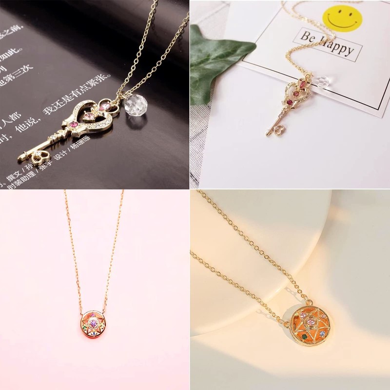 Sailor Moon Necklace Women's Key of Time Crystal Star Compact