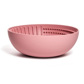 Slow Feeder Dog Lick Bowl 2in1 Set – Elevated Silicone Slow Feeder Dog Puzzle Bowl & Stand - Slows Your Dog’s Eating Pace - Healthy Raised Slow Feeder Dog Bowl – Interactive Dog Dish Pink