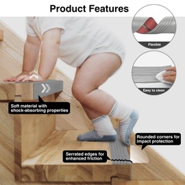 Non-Slip Step Edge Protector, Vinyl Stair Nosing - Self-Adhesive Anti-Slip Stair Nose Edging Trim, Stairway Nose Molding & Nosing Strip for High Traffic-Safety, Indoor-Outdoor Use(Grey 2"×2",3.3Ft)