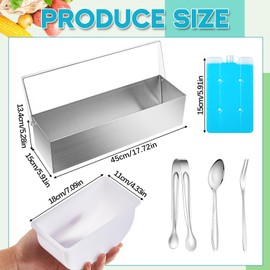 Mifoci 2 Pack Stainless Steel Chilled Condiment Server 6 Removable Slot Toppings Containers with Lid and Bottom Ice Bar Garnish Tray with 9 Silverwares 8 Ice Boxes for Christmas Party, Events and Bar