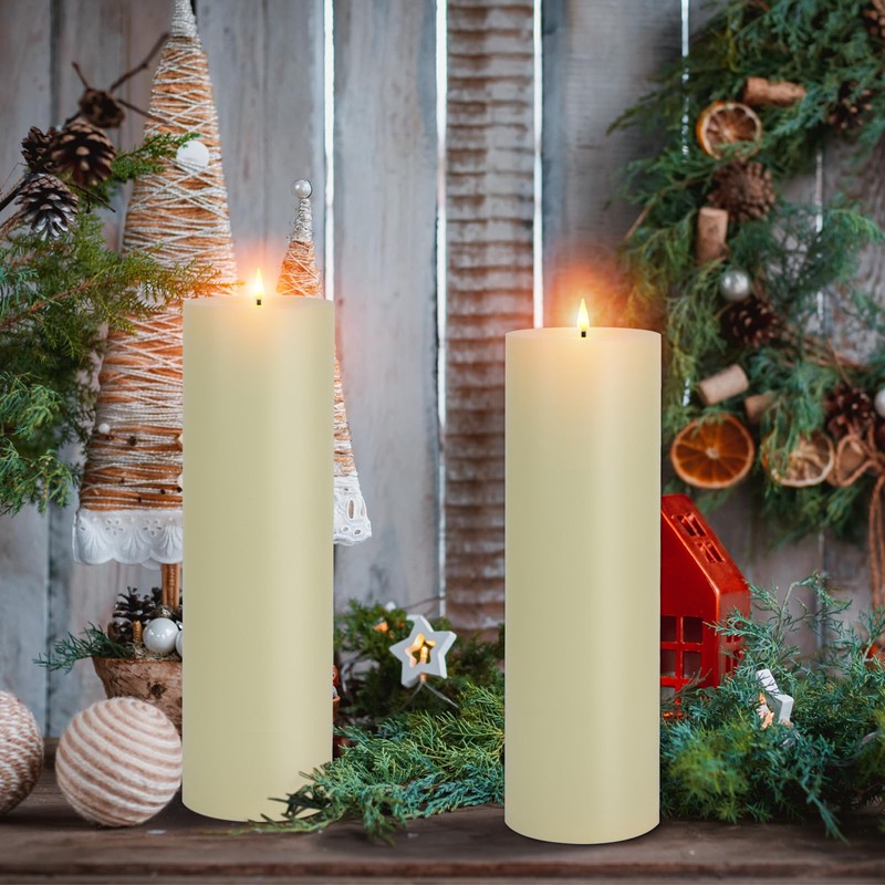 Warmhere 14" x 4" Large Outdoor Candles with Timer Waterproof,