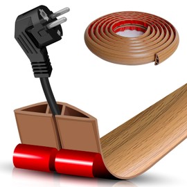 DBHXXMB-HH Floor Cord Cover Self Adhesive Cord Hider Floor 10FT Floor Cable Management Power Cord Protector Floor Electric Cord Covers for Offices, Gym, Exhibitions, Cable Cavity:0.39"(W) x 0.27"(H) Brown Wood