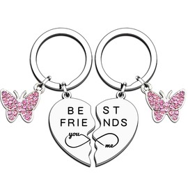 JMIMO Best Friend Gift Keyring for Women men girls Stainless Steel Friend Birthday christmas keychain dog tag
