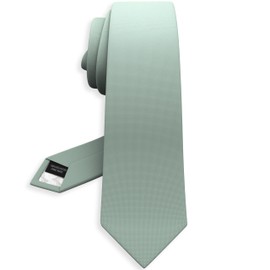 Green Tea Tie Premium Mens Wide Oxford Matt Green Mint Necktie Solid Tuxedo Dusty Fern Color Corbatas (Deep Sage, Wide 3.35")