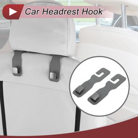HEROFFIX 2 Stück für Geldbörsen und Taschen, Regenschirm usw. Auto Kopfstützenhaken Robuste Auto Rücksitz Organizer Haken Graues Kunstleder Metall 16,5x4,4cm