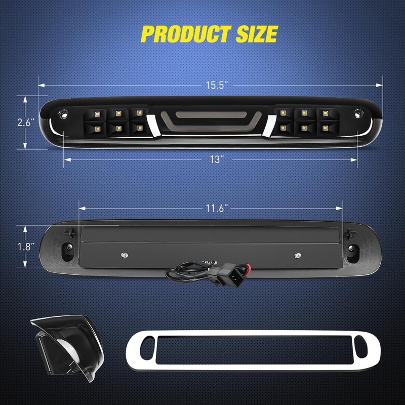 Nilight Third Brake Light High Mount 3rd Stop Reverse Cargo