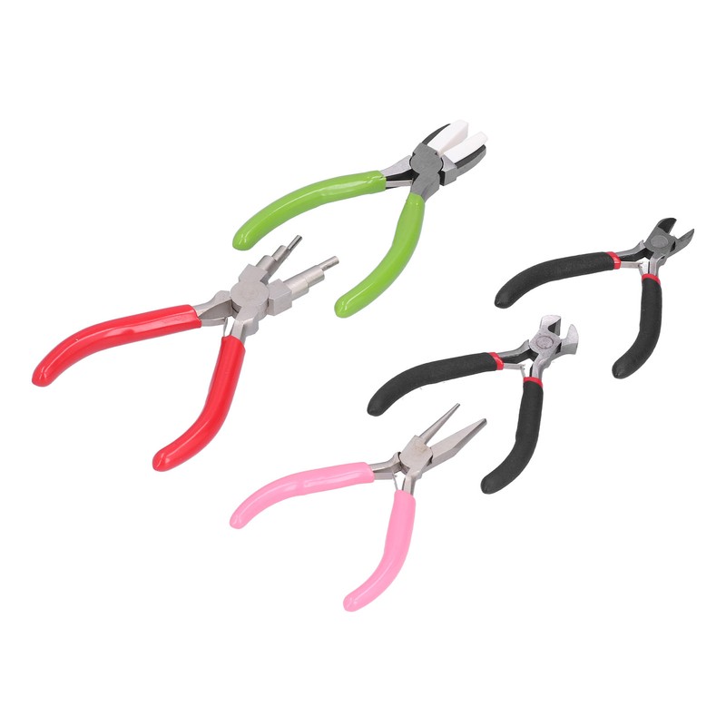 5Pcs Pliers Kit Diagonal Flat Nosed Bail Making Jewelry Pliers