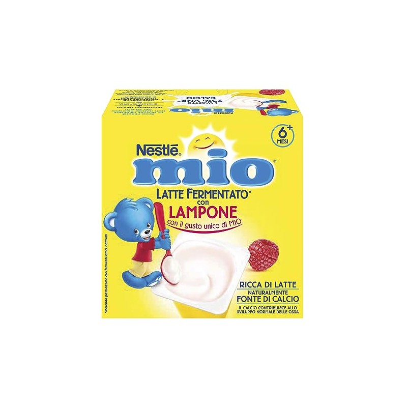 NESTLÉ MIO Merenda al Latte Fermentato Lampone, 4 Vasetti da