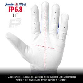 Franklin Sports USA Softball Women's Softball Batting Gloves - CFX Pro Fastpitch + Slowpitch Girls Batting Gloves - Adult + Youth Batting Glove Pair - White + Royal Blue - Adult XL